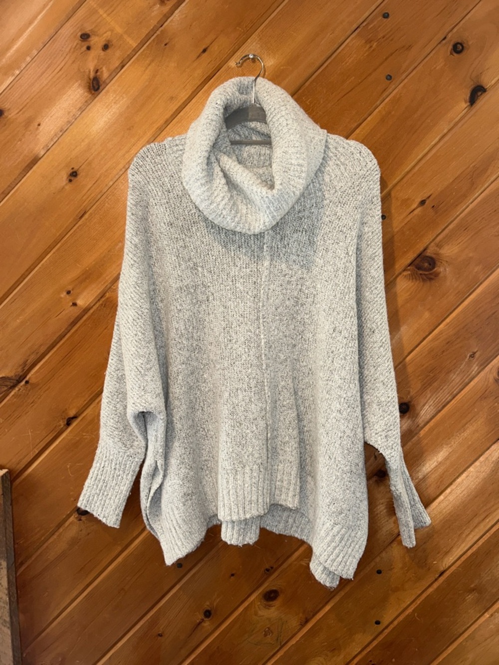 Ruby Moon Anthropologie Wool Blend Oversized Chunky Cowl Neck Gray Sweater
